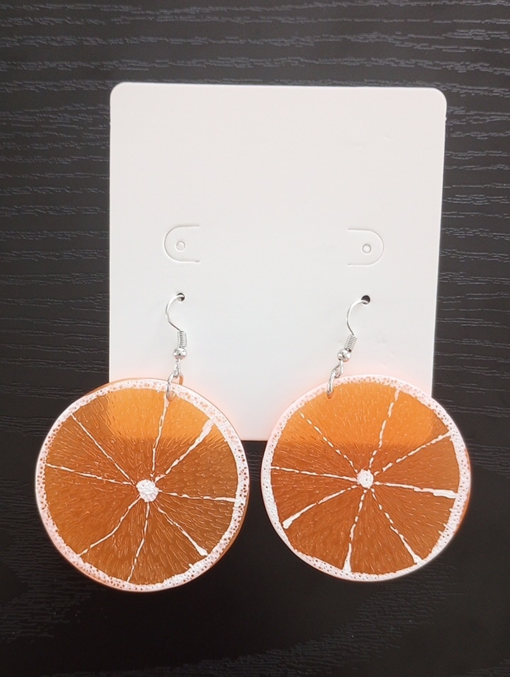Orange Slice Dangle Earrings - Vibrant Orange Fruit Acrylic Jewelry